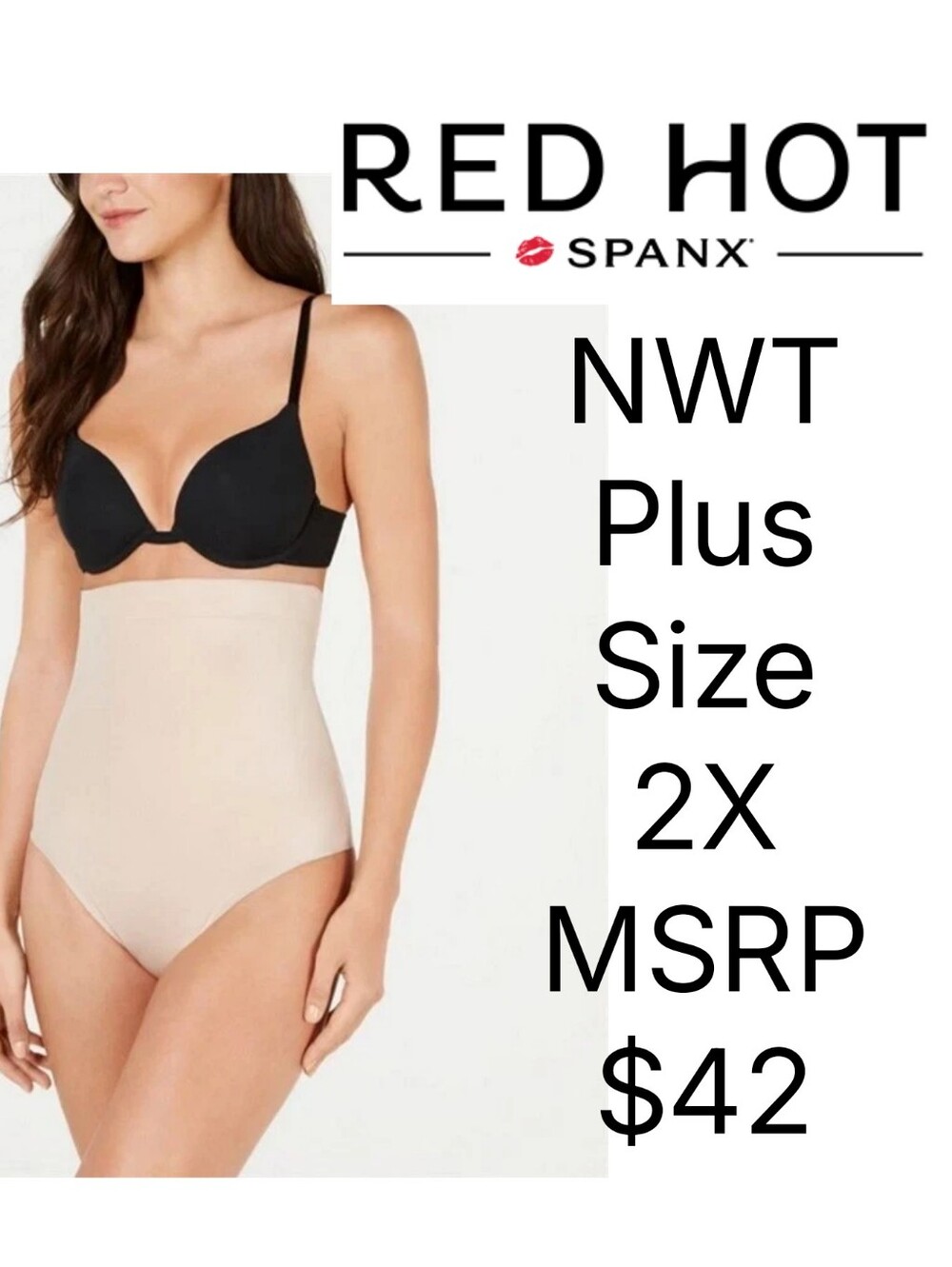 NWT Red Hot Spanx High-Waist Thong Panty 10241R Beige Plus Size 2X